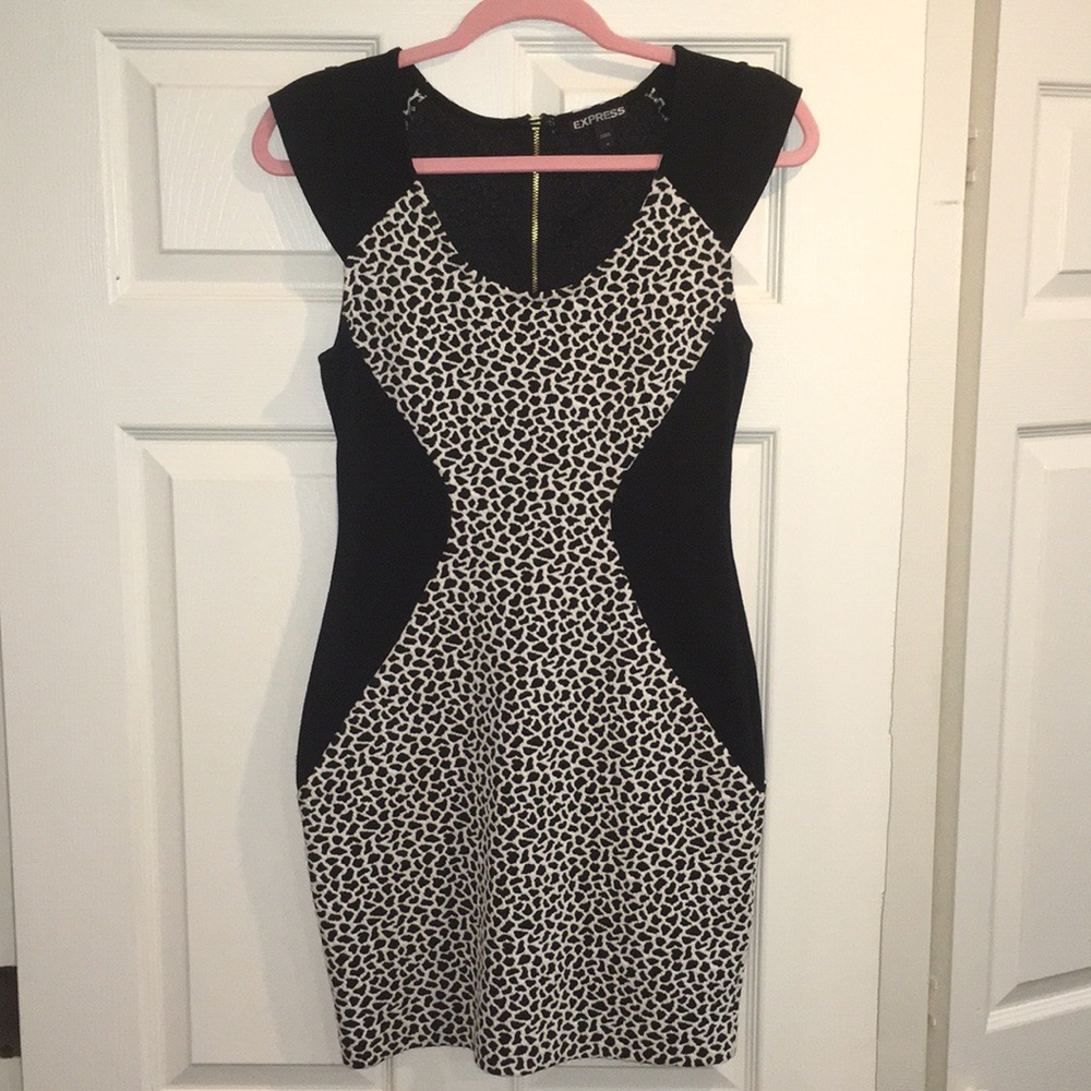 Express cheetah dress black/white NWOT